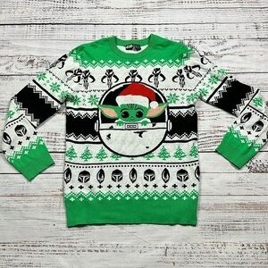 Star Wars mandalorian baby yoda ugly Christmas sweater size medium